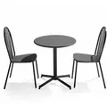 Oviala Business Set aus rundem Tisch und 2 Bistro-Gartenstühlen aus grauem Metall - Oviala