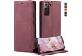 LuxusKollektion Flip Case Handyhülle Samsung Galaxy S22 5G Leder Flip Case Weinrot