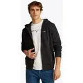 Tommy Jeans Sweatshirt TJM REG S FLAG ZIP FLEECE THRU mit bestickten Markenlogo auf Brusthöhe schwarz XL (52)