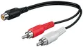 0.2m 1x Cinch Kupplung auf 2x Cinch Stecker - geschirmt
