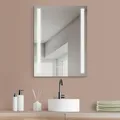 HOKO LED Badspiegel 50x70 cm. Mit Uhr + ANTIBESCHLAG SPIEGELHEIZUNG. Design Bad Spiegel mit Beleuchtung. + LED Wechsel - Warmweiß - Kaltweiß - Neutral