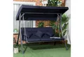 Outsunny Hollywoodschaukel Gartenschaukel mit Sonnendach, 3-Sitzer, Verstellbares Dach, Schaukelstuhl, 1 tlg., Schaukelbank, für Garten, Balkon, Dunkelblau