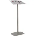 Update-Displays Infoständer silber, 2 x A4, 111 cm Höhe, Acrylablage mit Ordnermechanik