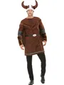 Smiffys Deluxe Wikinger Barbarenkostüm, Braun, mit Tunika, Umhang & Helm