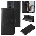 LBH Handy Hülle für Motorola Moto E13 Case Handytasche Schmetterling Blumen Flower Standfunktion Schutzhülle Magnet Rundum Schutz 360 Grad Flipcase Cover Schwarz
