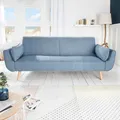 riess-ambiente Design Schlafsofa DIVANI 220cm hellblau Strukturstoff Scandinavian 3-Sitzer mit Bettfunktion Schlafcouch Couch Sofa