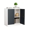 VCM Metall Büroschrank H. 90 x B. 80 x T. 40 cm / Aktenschrank Büromöbel für Ordner / Stahlschrank abschließbar / Flügeltürschrank Malivo 2 fach mit Drehtüren