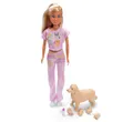 Simba Steffi Love Welcome Puppies – Modepuppe mit trächtiger Hundemama und 2-4 Welpen, inkl. Hundekorb und Zubehör, Puppen-Set für Kinder, 29 cm, ab 3 Jahren