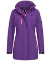 Rock Creek Damen Softshell Jacke Mantel Outdoor-Mantel Damenmantel Softshellmantel Winterjacke Wasserabweisend Kapuze Übergang D-423 Violett 5XL