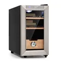 HUMIDOR BEFEUCHTER ZIGARREN ZIGARRENKISTEN HYGROMETER BUCHENHOLZ 23L LED SILBER