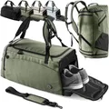 Be-Maxx Sporttasche Trainingstasche + Rucksack Schuhfach grün 40L Reisetasche Sc