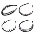 Roxnvm Haarband, Elastisches Haarreifen Männer, 4 Packungen Zickzack Haarreif, Matt Rutschfest Schwarz Haarreifen, Sportmode Haarband Zubehör für Outdoor Sports Yoga