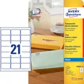 AVERY Zweckform Folien-Adressetiketten J8560-25 transparent 63,5 x 38,1 mm, 25 B