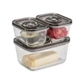 Caso VacuBoxx Eco-Set - 3 Vakuumbehälter aus Borosilikatglas, BPA-Frei, inkl. Vakuumierschlauch & Adapter Vakuumierer/Handpumpe, hitzebeständig, spülmaschinenfest, gefriergeeignet