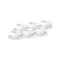 KARACA Seashell - Teetassen Set Mit Untertasse 6er, Kaffeetassen 12 Stück, Teeservice Porzellan, 200 ml Kaffee, Cappuccino, Tee Tassen Set & Untertassen Muscheldesign - Weiß