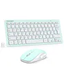 TECKNET Kabelloses Tastatur Maus Set, Deutsch QWERTZ Layout, 2.4 GHz Funk Mini Tastatur Mouse, 15m Reichweite Verbindung, Wireless Leise Funktastatur mit Maus für PC, Laptop, Smart TV, Grün