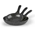 BRATmaxx Bratpfannen aus Aluminum im 3tlg.-Set ⌀20, 24, 28| Induktion + alle Herdarten & Backofen | Pfannen 2-fach antihaftbeschichtet | Beschichtete Pfannen in Granit-Optik | Fettarm braten