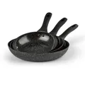 Bratpfannen 3er Set 20 24 28 cm Grillpfanne Kochpfanne Granit-Look antihaft