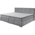 Familien-Boxspringbett - silber - H2/H3 - inklusive Topper - 240x200 cm