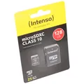 Intenso microSDXC Card 128GB, Class 10 (R) 25MB/s, (W) 10MB/s, SD-Adapter, Retail-Blister