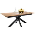 P & B Esstisch, Braun, Holz, Wildeiche, massiv, rechteckig, X-Form, 90x75x160 cm, ausziehbar, Esszimmer, Tische, Esstische, Esstische ausziehbar