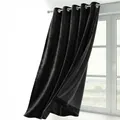 BEAUTEX Samt Vorhang Ösen Verdunkelung Gardine Velvet Blickdicht, 140x145 cm (Breite 140 cm, Höhe 145 cm, Schwarz)