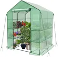 VOUNOT® Gewächshaus Foliengewächshaus mit 4 Regalebenen, Grün, 143x143x195cm