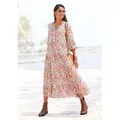 LASCANA Maxikleid mit Alloverprint und Volants, langärmlig, Druckkleid, casual-chic bunt 36