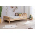 TiCAA Einzelbett Kinderbett Jugendbett, Bennet mit Rausfallschutz & Lattenrost für Schlafzimmer, Kinderzimmer Kiefer Massivholz Bettgestell 90/100/120 x 200 cm