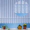 heimtexland edle Store Gardine aus Websablé transparent mit echtem Makramee Sockel in rein weiß - HxB 145x300 cm für Dekorationsbreite 90-130 cm - Ökotex Macramé Vorhang Typ516