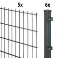 10m Doppelstabmattenzaun Standard H: 183cm anthrazit Pfosten 40/40 GARDEN N MORE