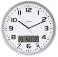 Hama Funkwanduhr Moorea (DCF Funkuhr, Digitale Anzeige von Datum u. Temperatur, Zeitzone einstellbar, Ø 30cm, großes Ziffernblatt, analoge Wanduhr, Sekundenzeiger, 7 Sprachen, inkl. Batterie) Silber