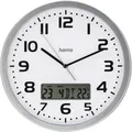 Funkwanduhr DCF Hama Moorea silber Ø30cm analog Datum Temperatur leise rund