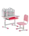 VEVOR Schreibtisch Set Kinderschreibtisch Arbeitstisch und Stuhl höhenverstellbar (53-71 cm) belastbar (100 kg) mit Bücherregal & Schubladen für Schlafzimmer Arbeitszimmer Schule Rosa