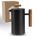 LAMBDA COFFEE® CALDERA Thermo French Press Edelstahl I 0,6 Liter - 3 Tassen I 3 Größen erhältlich I Doppelwandig: Hält lange Warm I Kaffeepresse | Kaffeebereiter | Schwarz