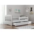 Bjird Kinderbett Jugendbett 80x180 cm mit Rausfallschutz Schubalde und Lattenrost - Einzellbett Classic - Grau - Grau