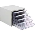 ADB Schubladenbox 40607, SC5, A4, 5 Fächer, Metall, geschlossen, transparent / grau