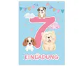 Junapack 12 Einladungskarten zum 7. Kindergeburtstag Einladung zum siebten Geburtstag Mädchen Hunde