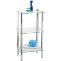 Regal Yago Viereckig Mit 3 Glasablagen, Silber Glänzend, Edelstahl Rostfrei Glänzend, Gehärtetes Glas Transparent - Silber Glänzend - Wenko