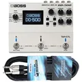Boss by Roland E-Gitarre Boss Effektgerät DD-500 Digital Delay Pedal mit Kabel, Effektgerät, Digital Delay, Pedal, mit keepdrum Gitarrenkabel weiß