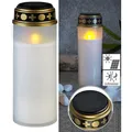 PEARL XXL-Solar-LED-Grabkerze mit Dauerlicht und Akku, 21 cm, weiß
