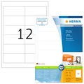 HERMA 4623 Universal Etiketten, 200 Blatt, 97 x 42,3 mm, 12 pro A4 Bogen, 2400 Stück, selbstklebend, bedruckbar, matt, blanko Papier Klebeetiketten Aufkleber, weiß