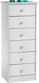 Kommode Hochschrank Anrichte RONDO, 6 Schubladen, Kiefer massiv, weiss lackiert
