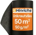 Hinrichs Unkrautvlies 50m - Gartenvlies gegen Unkraut - Unkraut Folie für Garten 50g/m² - Mulchvlies - Unkrautfolie wasserdurchlässig - Schutz vor Maulwürfen - Unkrautflies - Unkrautschutzfolie