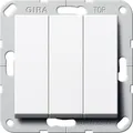 Schalter 3fach, 10 A 250 V~ Universal Aus-Wechselschalter, System 55 und E22, Reinweiß glänzend, Gira 283203