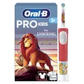 Oral-B Pro Kids 3+ König der Löwen Elektrische Zahnbürste für Kinder — Electric Toothbrush ab 3 Jahren, Inkl. 1 Aufsteckbürste, Extra Weiche Borsten und 2 Putzmodi für Zahnpflege, Weiß/Rot