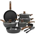 Kitchen Academy Induktion Töpfe Set - Schwarze Granit Kochgeschirr 12-teilig