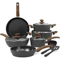 Kitchen Academy 12-teilig Induktions-Topfset in Schwarz - Granit