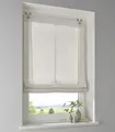 Raffrollo mit Ösen Brondy Taupe Natur halbtransparent Leinenoptik Raffgardine mit Hakenaufhängung ohne Bohren Breite 45 cm x Höhe 140 cm