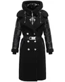 Navahoo Damen Langer Materialmix-Wintermantel warmer Plüschmantel mit angesagtem Materialmix und herausnehmbarem Einsatz mit Kapuze Kuscheltraum 14 Black Gr. M